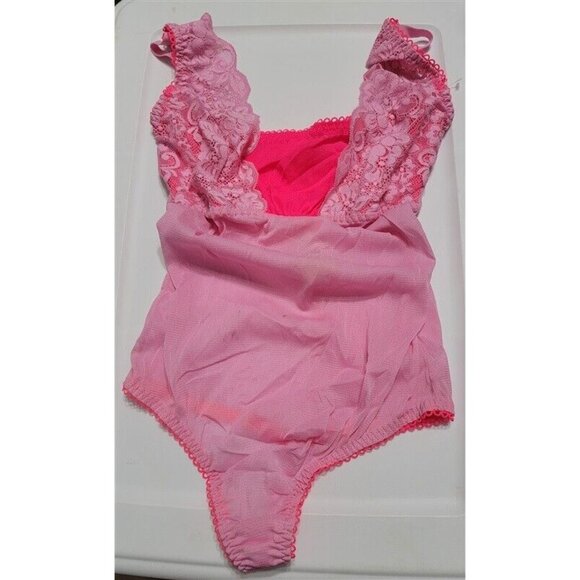 NWTD HAH Hot As Hell Intimates L Bridal lace Thong Bodysuit Pink 117661 - Picture 1 of 4